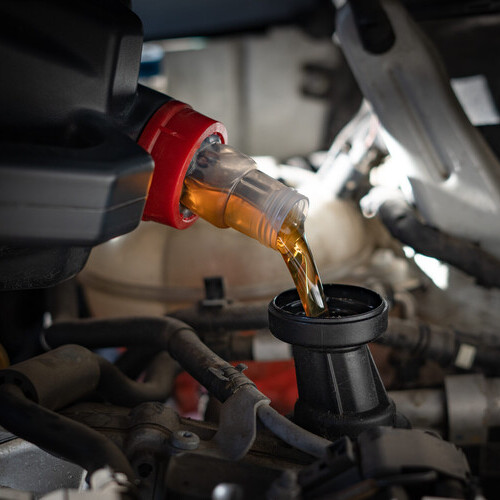 Engine oil is pouring into the engine