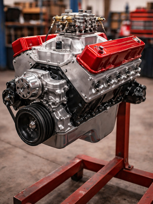 rebuilt V8 car engine